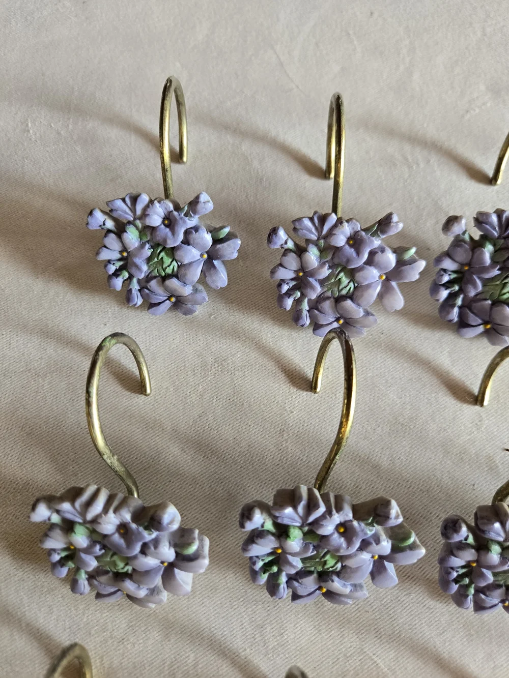 Lavender Flower Cluster Shower Curtain Hooks (Set)